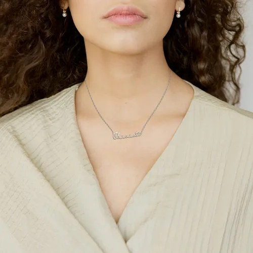 Vista 2 de CLY Jewelry - Collar con nombre personalizable, dije de plata de ley