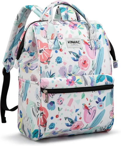 Vista 10 de Kinmac Mochila para laptop para mujeres y hombres, mochila de viaje de gran capacidad para computadora portátil de 15.6 pulgadas, Albaricoque