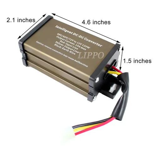 Vista 2 de Pro Chaser Carrito de golf DC-DC 72V 60V 48V Voltaje a 12V reductor de voltaje reductor regulador 120W 10A