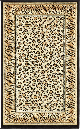 Vista 4 de Unique Loom Wildlife Collection - Alfombra con diseño de borde con temática de animales inspirada en el mundo salvaje, con diseño de guepardo