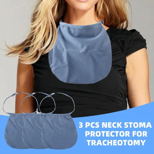 Vista 4 de 3 piezas de traqueotomía cubierta de ducha protector de estoma de cuello impermeable laringectomía transpirable cubierta de traqueotomía ajustable