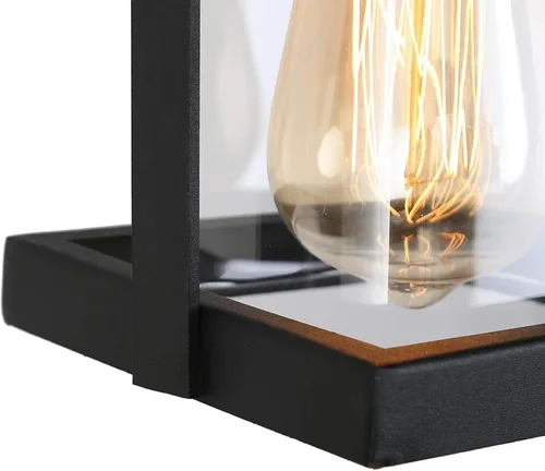 Vista 6 de classy leaves Luces colgantes negras para exteriores, lámpara colgante exterior con vidrio transparente, farol colgante de porche en acabado negro