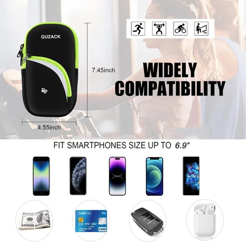 Vista 2 de Brazalete para teléfono celular para correr, entrenamiento, ejercicio, deportes, bandas de brazo, bolsa de bolsa, brazalete para correr para iPhone