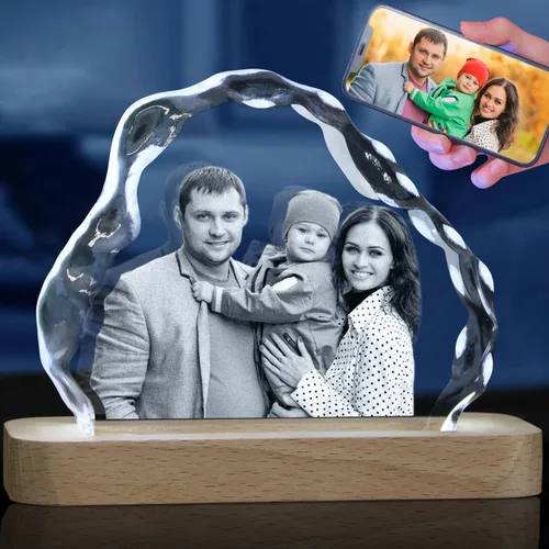 Vista 15 de Foto de cristal 3D, globos de nieve personalizados de Navidad con imagen, cumpleaños personalizado, aniversario, memorial de mascotas, Día