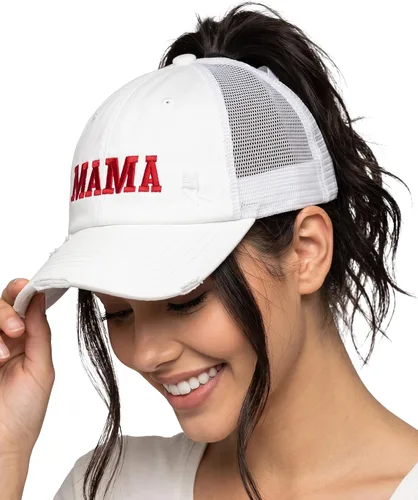 Vista 69 de Funky Junque - Sombrero de cola de caballo para mujer, gorra de béisbol con ajuste ajustable y cola de caballo alta cruzada para uso diario Paquete