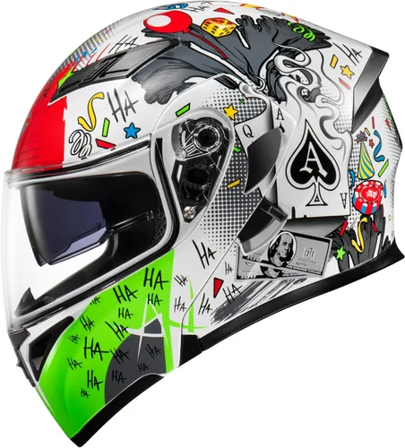 Vista 16 de KYPARA Casco modular de doble visera abatible de cara completa para motocicleta con certificación DOT de impresionismo