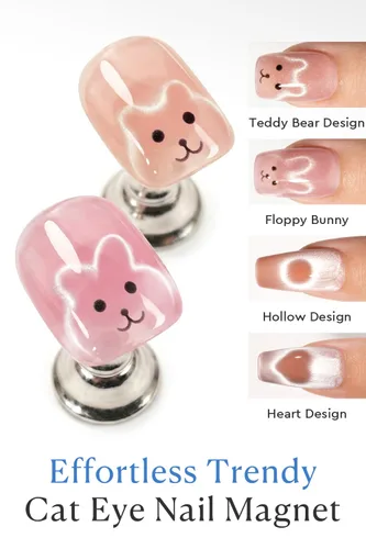 Vista 3 de AzureBeauty Juego de imanes de ojo de gato, kit de herramientas de uñas de ojo de gato francés con corazón, conejo francés, bolígrafo magnético