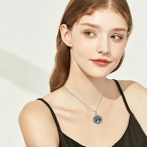 Vista 4 de Odinstone Collar de árbol de la vida, colgante de plata de ley para mujer, collar de árbol genealógico, joyería para mamáesposaabuela