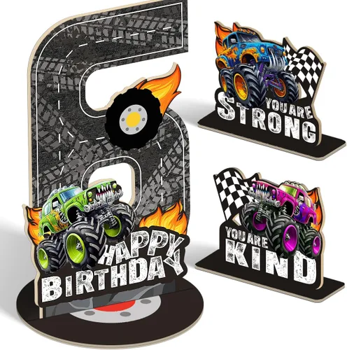 Vista 32 de Juego de 3 piezas de dinosaurios con signo de número de 2º cumpleaños, decoración de mesa de dinosaurios para niños y niños de 2º cumpleaños