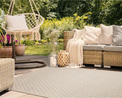 Vista 13 de Liora Manne Carmel - Alfombra tejida de perfil bajo de fácil cuidado para interiores y exteriores, color aguamarina, 6 pies 6 pulgadas x 9 pies 4