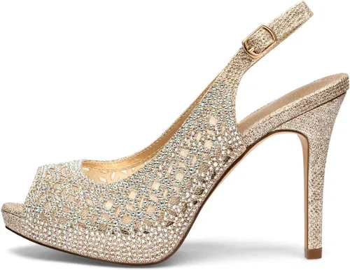 Vista 5 de DREAM PAIRS Zapatos de tacón alto con plataforma para mujer, con diamantes de imitación