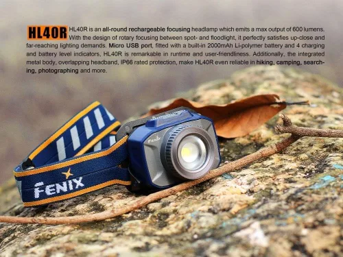 Vista 3 de Fenix HL40R - Linterna frontal LED CREE recargable por USB de 600 lúmenes con zoom y distancia de haz ajustable con cable de carga USB EdisonBright