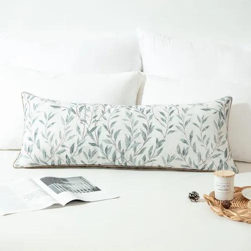 Vista 31 de VOGOL - Funda de almohada texturizada de lino, 18 x 18 pulgadas, estilo granja, para sofá, cama y habitación, con diseño de pájaros y hojas beige