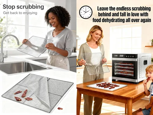 Vista 4 de Hoja deshidratadora de silicona compatible con Excalibur Digital Dehydrator DH06SCSS13 DH06SSSS13 - Paquete de 6 forros antiadherentes reutilizables