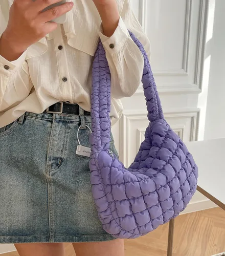 Vista 9 de Bolsa acolchada para mujer, bolsa acolchada ligera, bolsa de hombro, bolsa de hobo, bolsa de nube con cremallera 2023