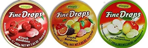 Vista 3 de Fine Drops - Paquete variado de caramelos duros de frutas importados de Austria, paquete de 3