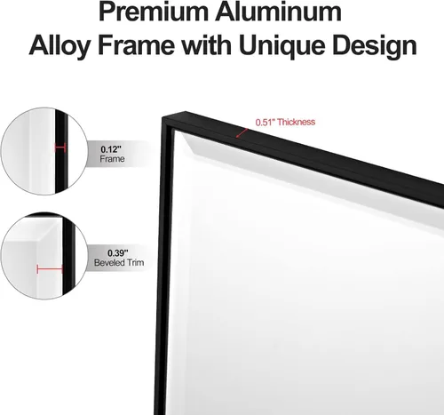 Vista 5 de LEDLUX Espejo de baño negro de 24 x 32 pulgadas, espejo sin cobre, marco de metal, espejo rectangular montado en la pared, espejo moderno