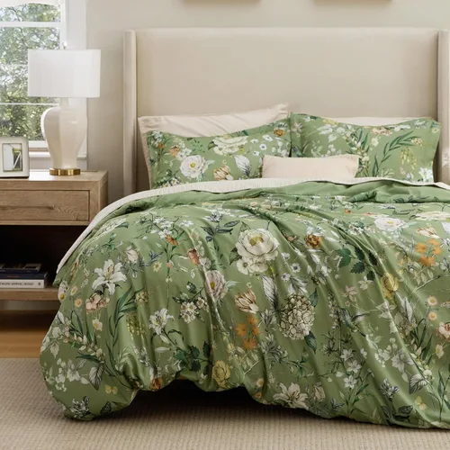 Vista 34 de Bedsure Juego de funda de edredón Twin para dormitorio, juego de funda de edredón reversible floral con cierre de cremallera, juego de ropa de cama