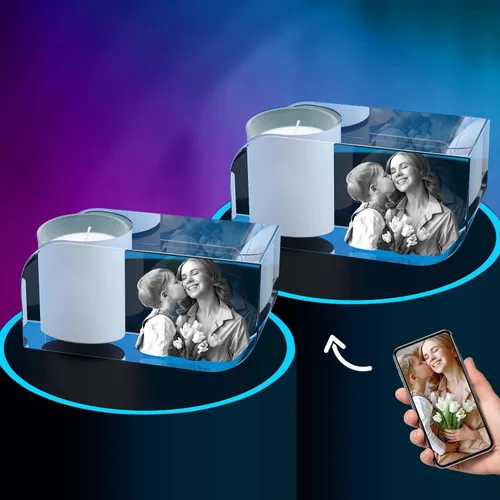 Vista 11 de ArtPix 3D Portavelas de fotos de cristal, regalos personalizados para mujeres, hombres, esposa, marido, mamá, grandes regalos personalizados con tu