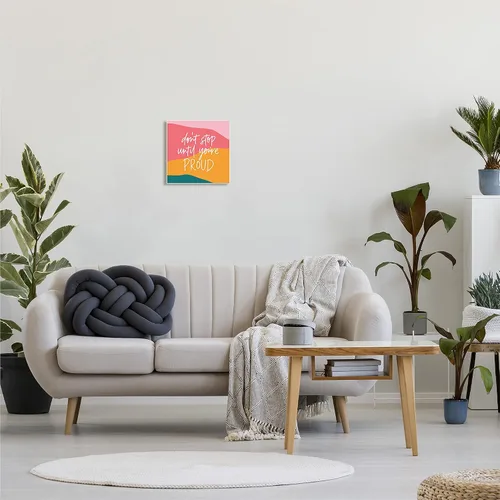 Vista 2 de Stupell Industries Don't Stop Until You're Proud Phrase - Placa de pared de Amanda Houston, 12.0 x 12.0in, multicolor