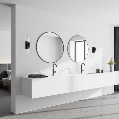 Vista 2 de DESIGNERS FOUNTAIN Anton D286M-2WS-MB - Aplique de pared con 2 luces, 17.5 pulgadas, negro mate, D286M-2WS-MB Mate negro