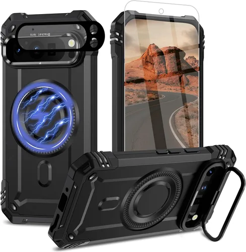 Vista 32 de Funda para Google Pixel 9 Pro XL [protección contra caídas de grado militar de 15 pies] con protector de pantalla y protector de lente, resistente a