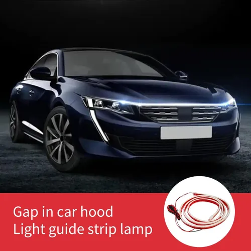 Vista 4 de 1 pieza de tira de luz LED flexible impermeable para capó de coche tipo guía de luz de separación central Tira de luz LED de escaneo para coche