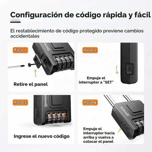 Vista 9 de Cerradura de combinación de grillete largo de 2.76 pulgadas, candado combinado para exteriores