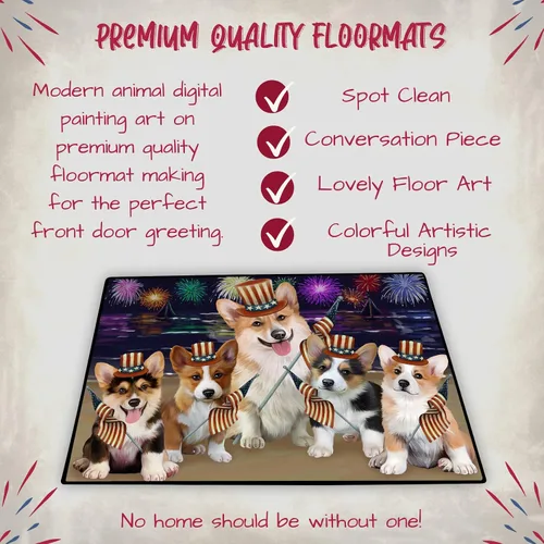 Vista 5 de Doggie of the Day Corgi Dogs Floor Mat - 4th of July Independence Day - Best Dog Doormat - Protector Decor - Unique Portrait Art - Premium Quality