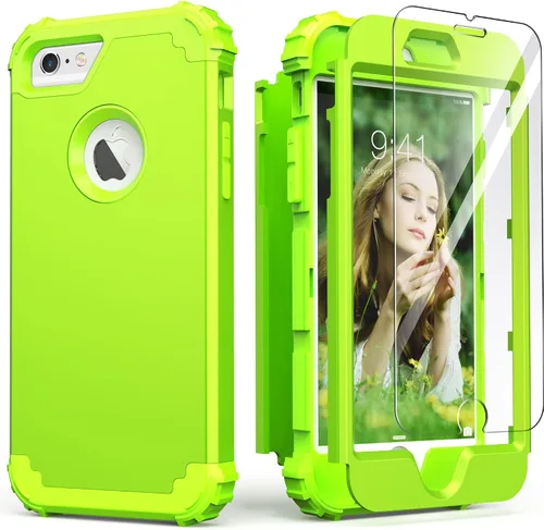 Vista 12 de IDweel Funda para iPhone 6S, funda para iPhone 6 con protector de pantalla, 3 en 1, resistente, absorción de impactos, cubierta de policarbonato