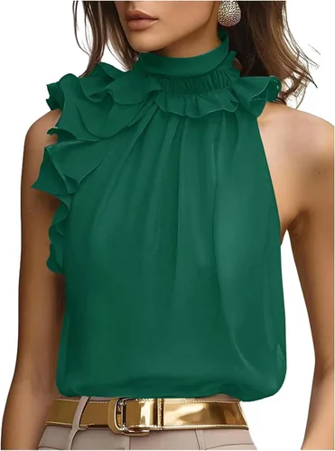 Vista 14 de SOLY HUX Blusa elegante con cuello halter para mujer Albaricoque puro