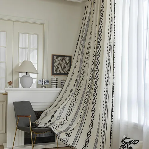 Vista 24 de Cortinas estampadas para sala de estar, artesanías populares, 54 pulgadas de largo, estilo indio, hippie, bohemio, con bolsillo para cortinero B2