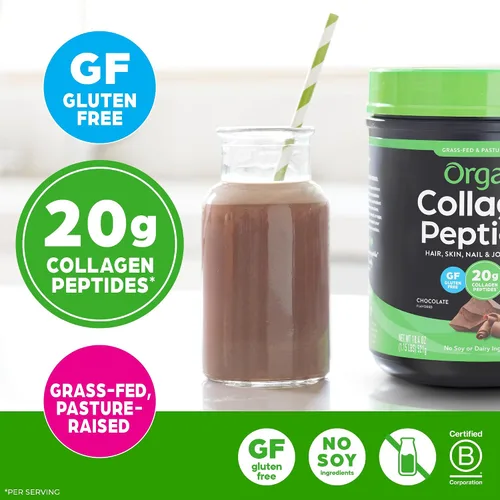 Vista 3 de Orgain - Polvo de péptidos de colágeno hidrolizado para mujeres y hombres, chocolate, 20g de colágeno alimentado con pasto - Suplemento de apoyo