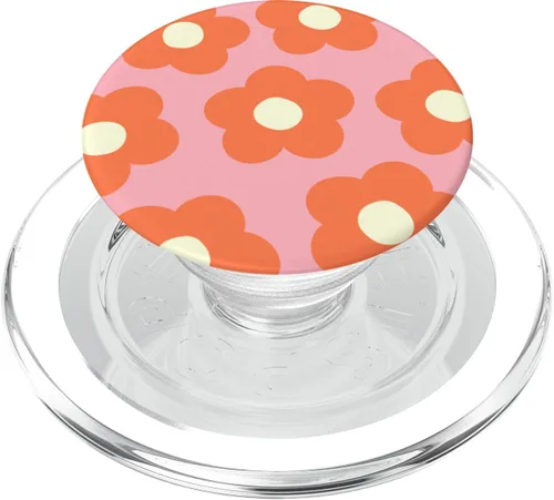 Vista 7 de PopSockets Danés Estética Pastel Margarita Flor Preppy Naranja Quemado PopSockets Intercambiables PopGrip