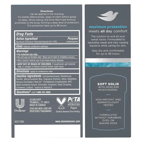 Vista 2 de Dove Desodorante para hombres+Care, antitranspirante de protección clínica 96H, Clean Comfort, paquete de 4 – Prescription Strength Wetness Defense