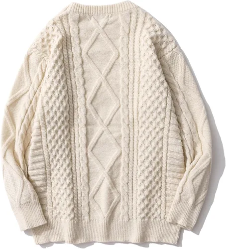 Vista 5 de Aelfric Eden Suéter de punto de gran tamaño sólido vintage suéter unisex tejido cuello redondo tops de punto