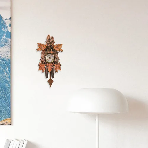 Vista 4 de HOMSFOU - Reloj de pared de péndulo de cuco para dormitorio, sala de estar y oficina, decorativo, colgante para el hogar, reloj D Cor 9.56 x 4.92 x