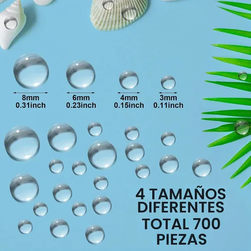 Vista 2 de 700 piezas de gotas de rocío transparentes, adornos redondos de gotas de rocío transparente, simulación de gotas de rocío, cuentas con forma de agua
