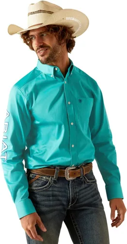 Vista 17 de Camisa de sarga con logotipo del equipo ARIAT de ajuste clásico para hombre Sea Scape USA 3X-Large Turkish Sea