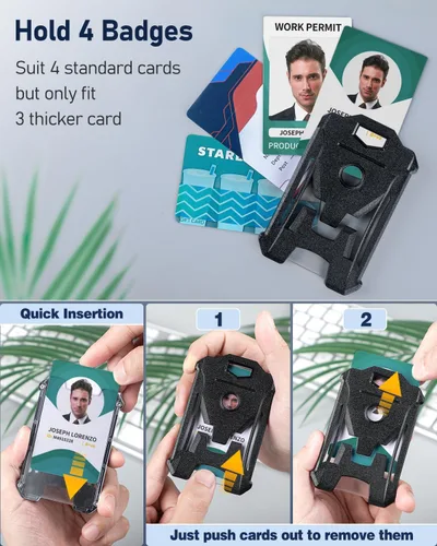 Vista 4 de Uniclife Paquete de 2 portatarjetas de plástico duro vertical resistente con ventana transparente y clip apretado, protector de tarjetas