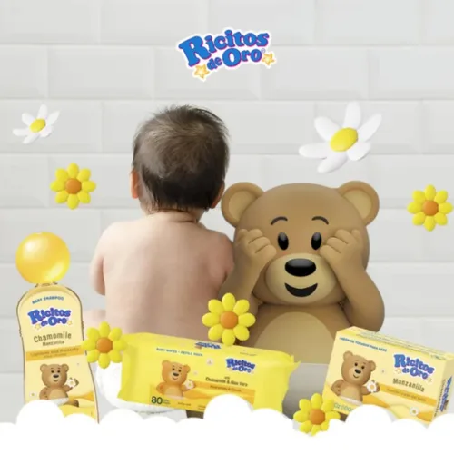 Vista 3 de Ricitos de Oro Toallitas para bebé toallitas para bebé con extracto de manzanilla y aloe vera 80 cont.