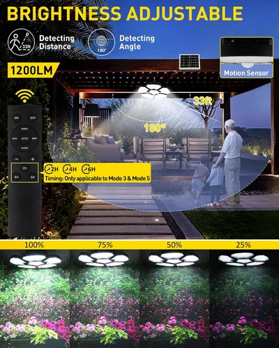Vista 3 de T-SUN Luz Solar para Cobertizo Interior y Exterior, 1200LM 156LED Luz Colgante con Sensor de Movimiento con 5 Modos de Iluminación y Control Remoto