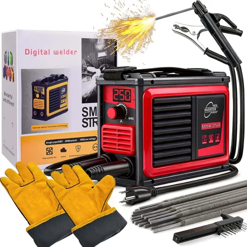 Vista 7 de Máquina de soldar, máquina de soldadura MMA-250A 110V mejorada, pantalla digital LCD IGBT, soldador de electrodo con arranque en caliente
