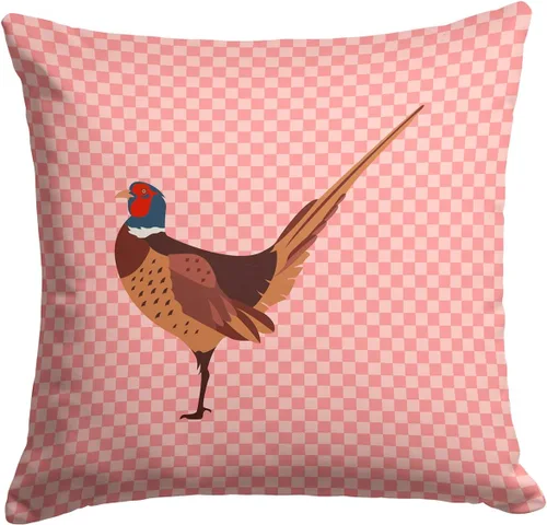 Vista 362 de Caroline's Treasures BB8163PW1414 Beltsville - Almohada decorativa de tela a cuadros pequeños, color blanco, pavo y gallina azul, lavable a máquina