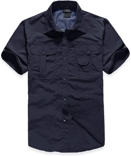 Vista 4 de TACVASEN Camisa de manga larga convertible transpirable de secado rápido con protección UV para hombre