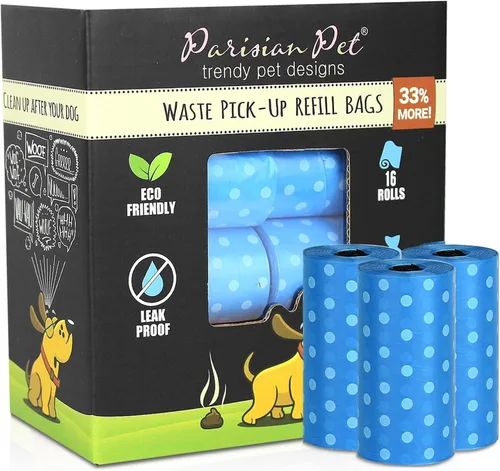 Vista 10 de Parisian Pet Bolsas ecológicas para excrementos de perro, 8 rollos, 20 bolsas por rollo, sin perfume, a prueba de fugas, perfectas para limpiar Casa