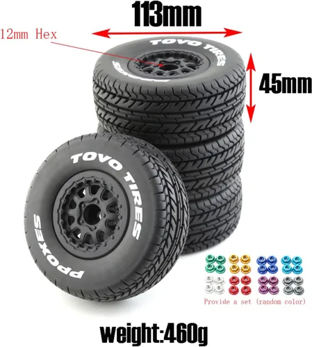 Vista 3 de Lifehead 1/10 RC Short Course - Neumáticos para camiones todo terreno, adecuados para TRAXXAS Slash4X4 ARRMA SENTON 4X4 V3 Losi Ford Raptor Baja
