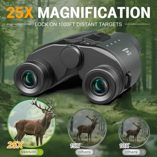 Vista 2 de Binoculares compactos de observación de aves de 25x32, de alta potencia para adultos y niños BAK4 FMC Optics for Sports Sightseeing, Low Light for