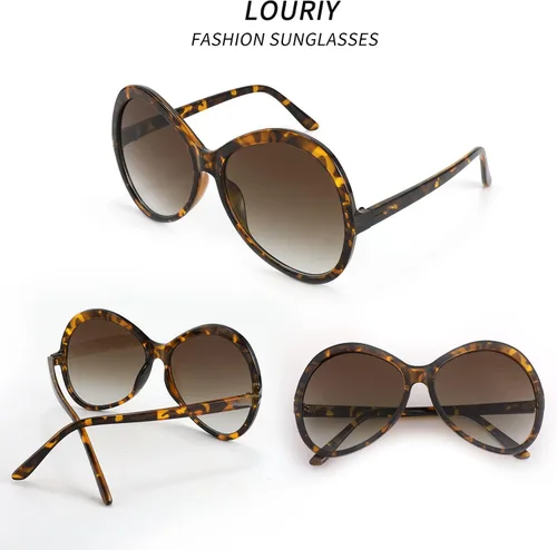 Vista 8 de Gafas de sol redondas retro de gran tamaño para mujer, grandes y vintage, de moda, sombras de conducción, viajes, 70