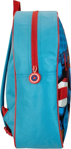 Vista 5 de Marvel Juego de mochila y lonchera para niños, Avengers Capitán América Azul, Azul Patchwork, Mochilas tradicionales